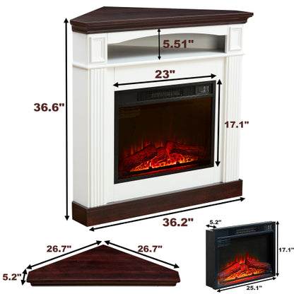 Corner fireplace cabinet for living room or bedroom with 23-inch fireplace inset heater for perfect ambiance