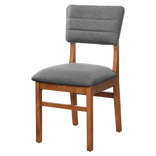 Set of 4 Gray & Brown Mid-Century Upholstered Dining Chairs, Ergonomic Rubberwood Frame, Non-Slip Kitchen Chairs, 250lbs