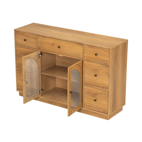 Natural Storage Cabinet with 7 Drawers and 2 Doors