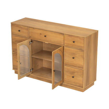 Natural Storage Cabinet with 7 Drawers and 2 Doors