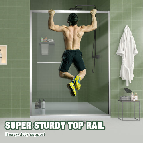 56-60"x70" Aluminum Frame Double Sliding Shower Door,Bypass Bathroom Sliding Door with Premium 5/16" (8mm) Clear Tempered Glass, Chrome Hardware Sliding Glass Shower Enclosure,Chrome Finished