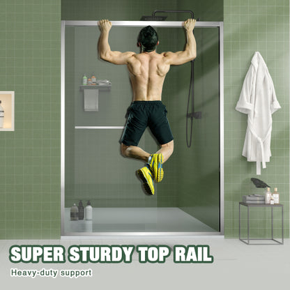 56-60"x70" Aluminum Frame Double Sliding Shower Door,Bypass Bathroom Sliding Door with Premium 5/16" (8mm) Clear Tempered Glass, Chrome Hardware Sliding Glass Shower Enclosure,Chrome Finished