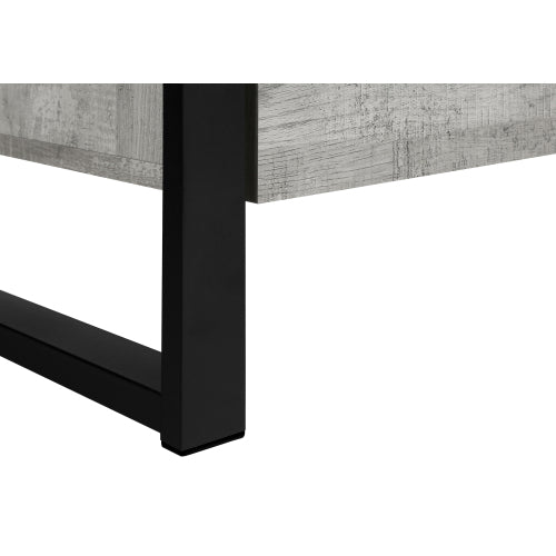60 Inch Rustic Grey Industrial TV Stand with Black Metal Frame & 3 Metal Glide Drawers