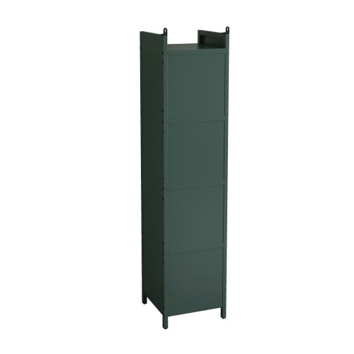 Dark Green Modern 5-Tier Storage Cabinet Iron Frame Fluted Glass Door Sideboard For Entryway Bathroom