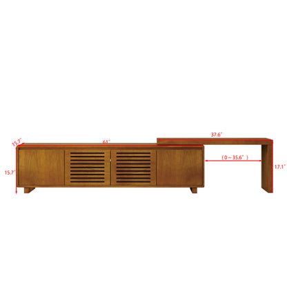 Extendable Mid Century TV Stand for TVs up to 75 Inch Wood Media Console