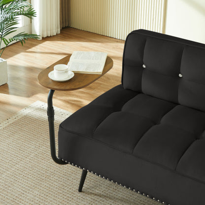 54-Inch Modern 2-Seater Velvet Loveseat Sofa with 360 degree  Rotating Side Table Space-Saving
