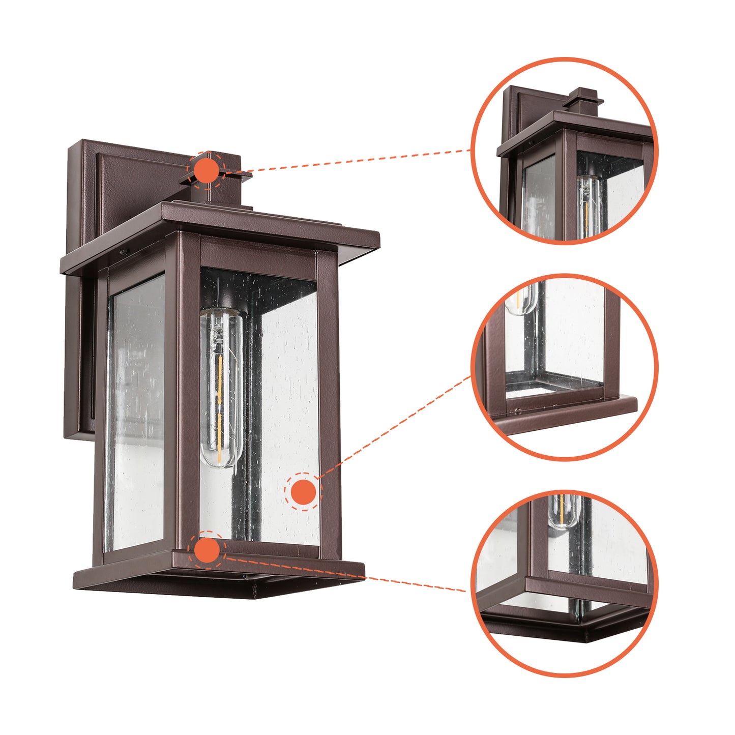 1 Set Oil Rubbed Bronze not Motion Sensing Outdoor Hardwired Wall Lantern Sconce with No Bulbs Included