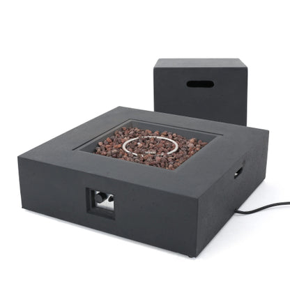 Outdoor 50000 BTU Propane Fire Pit, Dark Grey, with Tank Holder