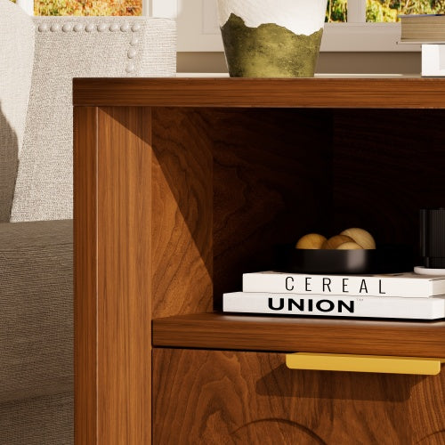 Walnut 2-Pack Nightstands with Charging Station