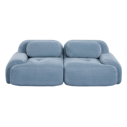 82'' loveseat sofa in luxuryCorduroy Fabric modular for free combo separation curved armrests ,anti-slip design high-resilience sponge fits living rooms bedrooms Audiovisual Room,Blue