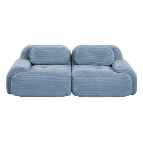 82'' loveseat sofa in luxuryCorduroy Fabric modular for free combo separation curved armrests ,anti-slip design high-resilience sponge fits living rooms bedrooms Audiovisual Room,Blue