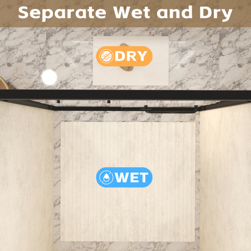 44-48" W × 72" H Tempered Glass with Explosion Proof Film, Aluminum Frame Double Sliding Shower Door, "1/4 (6 mm), Stainless Steel handle, Matte Black