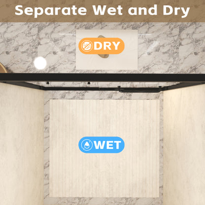 56-60 " x 72" Tempered Glass with Explosion Proof Film, Aluminum Frame Double Sliding Shower Door, "1/4 (6 mm), Stainless Steel handle, Matte Black