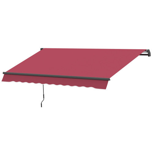 Outsunny 10' x 8' Retractable Awning, Patio Awnings, Sunshade Shelter w/ Manual Crank Handle, UV & Water-Resistant Fabric and Aluminum Frame for Deck, Balcony, Yard, Red