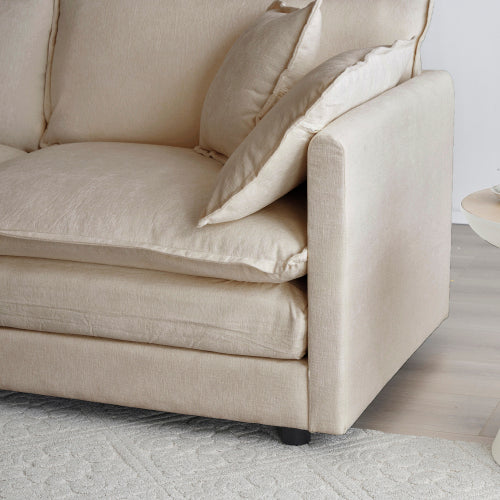 Light-Coffee Chenille Deep-Seat Single Reading Armchair,1 Throw Pillow