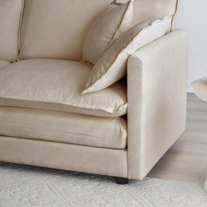 Light-Coffee Chenille Deep-Seat Single Reading Armchair,1 Throw Pillow