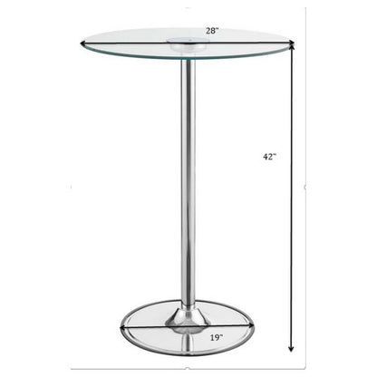 Chrome Glass Top LED Bistro Bar Table