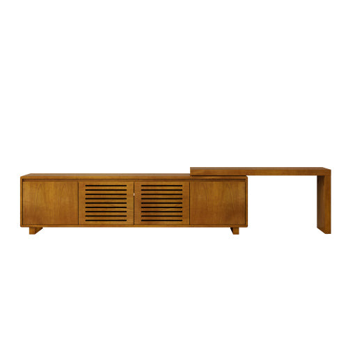 Extendable Mid Century TV Stand for TVs up to 75 Inch Wood Media Console
