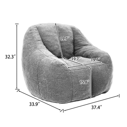 Tufted Faux Fur Memory Foam Bean Bag Chair with Armrests for Adults Kids Dorm Apartment Living Room