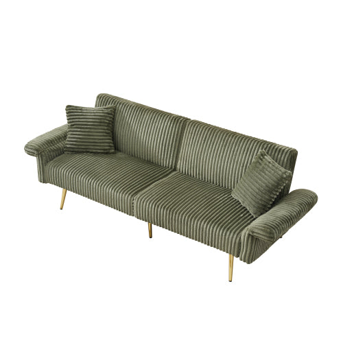 79 inch  Foldable Corduroy Sofa Bed with Adjustable Folding Armrests