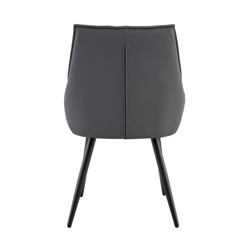Dining Chairs Set of 4, Dark Gray Faux Leather Dining Room Chair, Metal Kitchen Chairs with Gold Mesh Texture and Black Sanded Legs, Flat Back Upholstered Chair (Dark Gray, Set of 4)