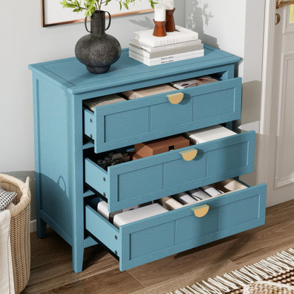 American Style 3-Drawer Storage Cabinet Anti-Tip Design Non-Slip Foot Pad Household Bedroom Study Wooden Chest Cabinet