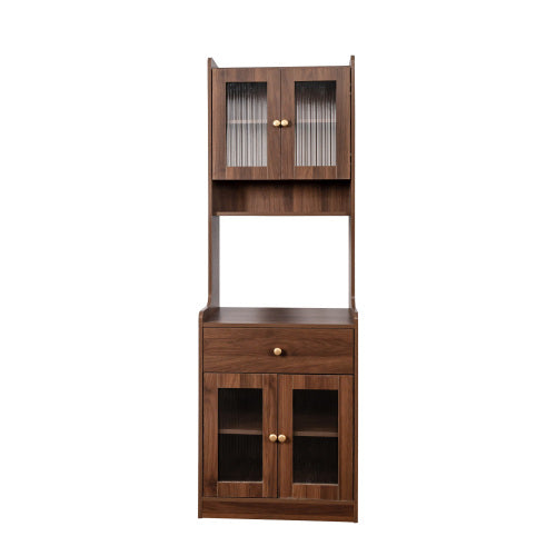 Kitchen Pantry Hutch Storage Cabinet, Farmhouse Kitchen Hutch Buffet Cabinet with Microwave Stand, Freestanding Buffet Sideboard Coffee Bar Cabinet