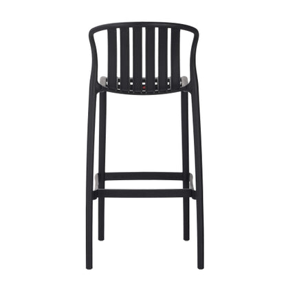 Outdoor Patio Bar Stools 29.5"H Set of 2, Perforated Slat Back Armless Barstools for Kitchen Pool Island, All-Weather Black Outside Bar Chair