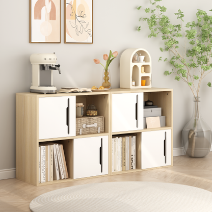 Nordic Style Wooden Storage Cabinet Sliding Door Design Open Closed Combined Shelf Cabinet For Bedroom Kids Room