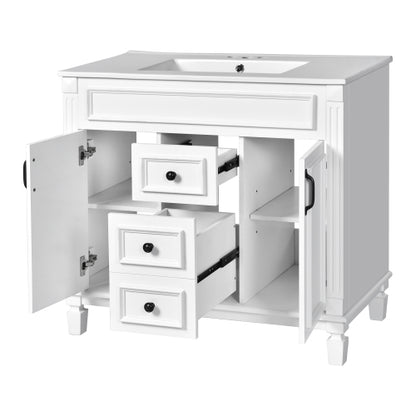 36'' Bathroom Vanity with Top Sink, Modern Bathroom Storage Cabinet with 2 Soft Closing Doors and 2 Drawers, Single Sink Bathroom Vanity