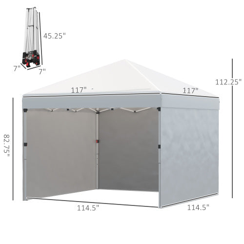 Height Adjustable Instant Party Tent Shelter Gazebo,Pop Up Canopy Tent with 3 Sidewalls, Leg Weight Bags and Carry Bag
