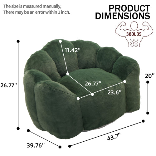Green Lotus-Style Compressed Adult Bean Bag Sofa with Pull Ring