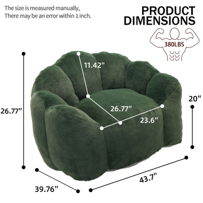 Green Lotus-Style Compressed Adult Bean Bag Sofa with Pull Ring