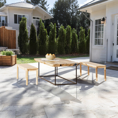 52.1" Outdoor Solid Wood Knot-Free Pine Backless Dining Swimming Pool Beach Bench with Slatted Seat – Modern Bench, Perfect for Patio, Backyard, Entryway, Hallway, Living Room, Bedroom, Front Door