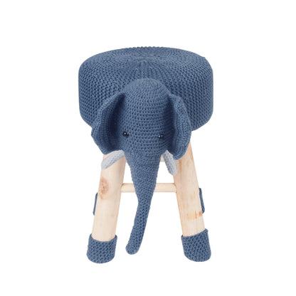 Elephant Ottoman Stool Cute Animal Foot Stool Kids Seat with Solid Wood Legs