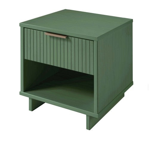 Sage Green Glam Style Solid Wood Nightstand