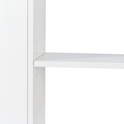 70.87''H Modern Tall Wooden Storage Cabinet 4-Tier Shelves & Side Drawers Home Bookcase
