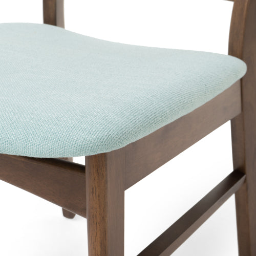 Set of 2 Mid-Century Mint Upholstered Dining Chairs, Eco Rubberwood Splayed Leg Accent Side Chairs
