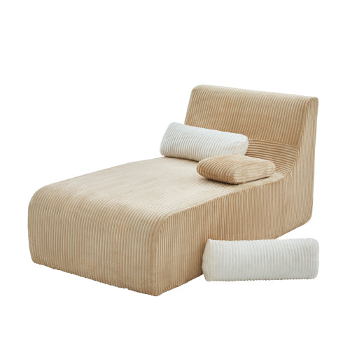 34.2 inch  Coffee Corduroy Boneless Chaise Lounge Sofa