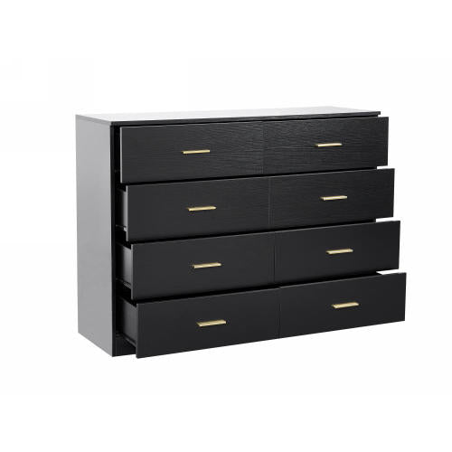 Modern Black 8-Drawer Dresser for Bedroom - Ample Storage Wide Chest of Drawers, Sturdy & Safe