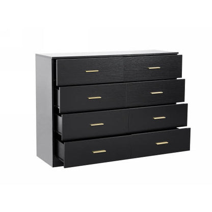 Modern Black 8-Drawer Dresser for Bedroom - Ample Storage Wide Chest of Drawers, Sturdy & Safe