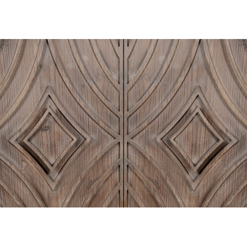 60 Inch American Country Retro Sideboard Four Convex Pattern Door Solid Wood Household Living Room Entrance Storage Cabinet