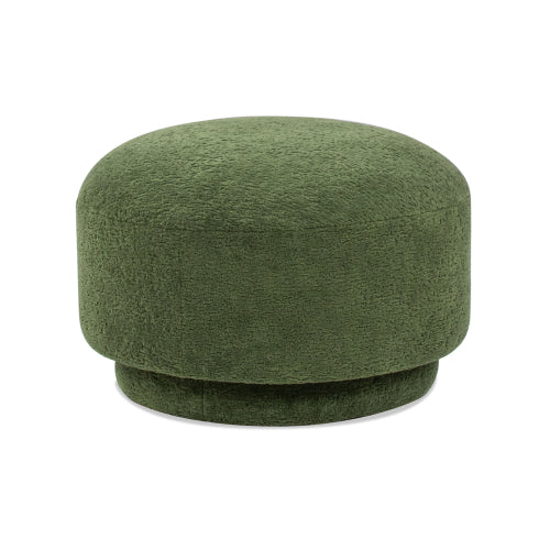 15 inch Moss Green Teddy Mushroom Ottoman, Round Sherpa Footstool, 200 LBS Capacity for Kids Room & Living Room