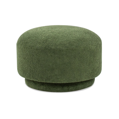 15 inch Moss Green Teddy Mushroom Ottoman, Round Sherpa Footstool, 200 LBS Capacity for Kids Room & Living Room