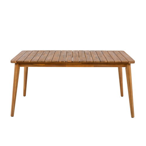 Acacia Wood Dining Table 6-Person Outdoor Table, Farmhouse Furniture for Patio, Garden, Backyard, Teak 180 LBS Weight Capacity 63"L