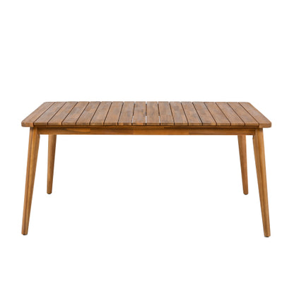 Acacia Wood Dining Table 6-Person Outdoor Table, Farmhouse Furniture for Patio, Garden, Backyard, Teak 180 LBS Weight Capacity 63"L