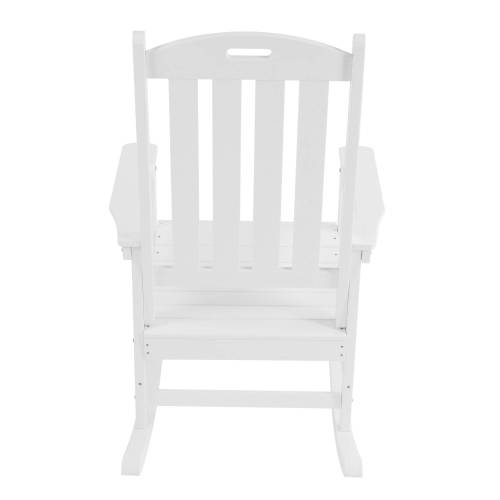 Rocking chair white color, suitable for all seasons: Outdoor lounge chair, made of sturdy HIPS material