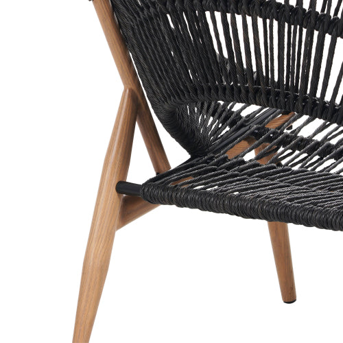 Cyril Outdoor Wicker Papasan Style Lounge Chair, Dark Grey Wicker with Grey Cushion, Set of 2