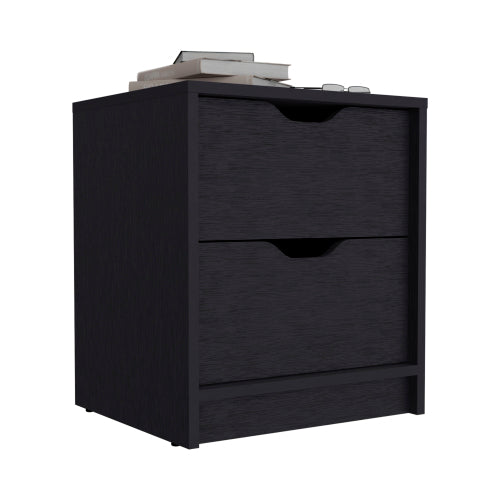 Black 2-Drawer Nightstand