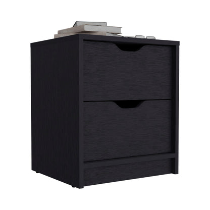 Black 2-Drawer Nightstand